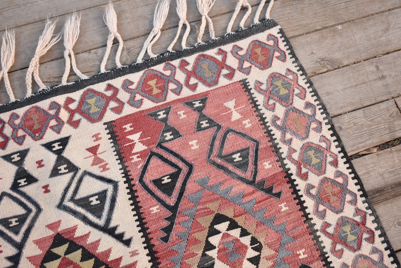 Turkish Rug 42''x63'' Handwoven Van Kilim 107x162cm Wool Vintage Tribal Area Rug gallery