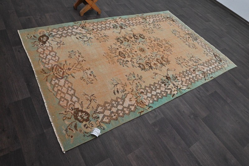 Oushak Turkish Vintage Rug 5x8 Kilim Rug Anatolian Handmade Boho Decor ORANGE gallery
