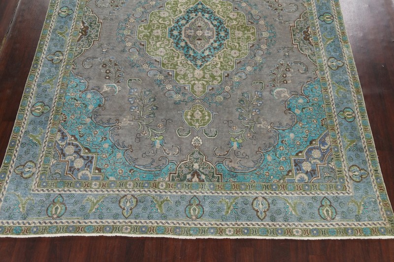 Antique Floral Gray Traditional Area Rug Evenly Low Pile Hand-knotted Wool 9x13 gallery