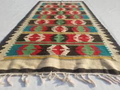 Vintage Traditional Handmade Turkish Wool Multicolor Kilim Rug 6.3×3.2ft