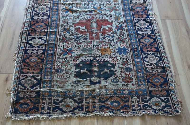 Antique Caucasian Shirvan Rug 4'x5'5" gallery