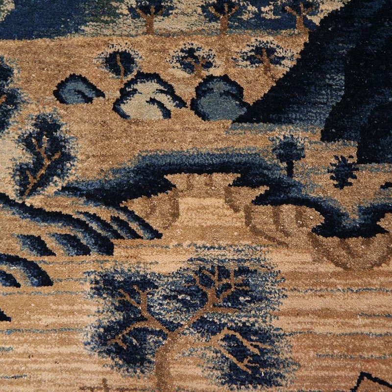 ANTIQUE MONGOLIAN WOOL PILE RUG LANDSCAPE CARPETS LATE 19TH C. gallery