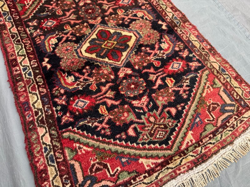 Turkish Hand Knotted Tribal Wool Rug | Vintage Red, Black, Green Beige Wool Rug gallery