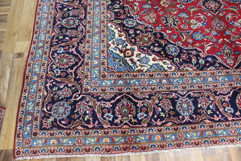 Large Handmade Oriental Keshan Rug 395 x 290 cm (13’0” x 9’6”) Floral Medallion gallery