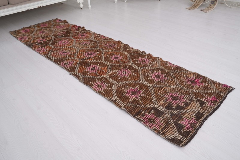 2x9 Turkish Kilim Runner Rug Neutral Vintage Carpet Traditional Handmade Rug 169 gallery