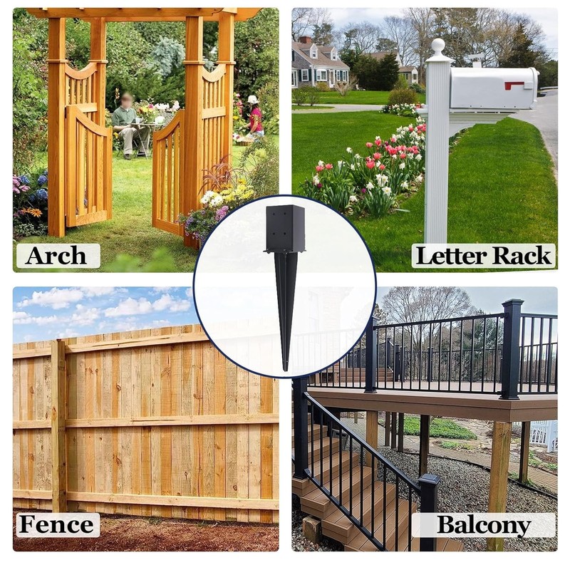 3PCS Fence Post Anchor 4x4 In Heavy Duty 22 Inch Ground Spike Carbon Steel Black gallery