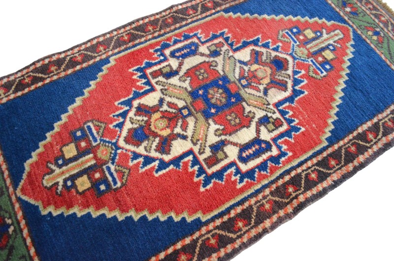Vintage Small Rug Mat Turkish Rug Handmade Oushak Rug Door mat 2x4 ft approx gallery