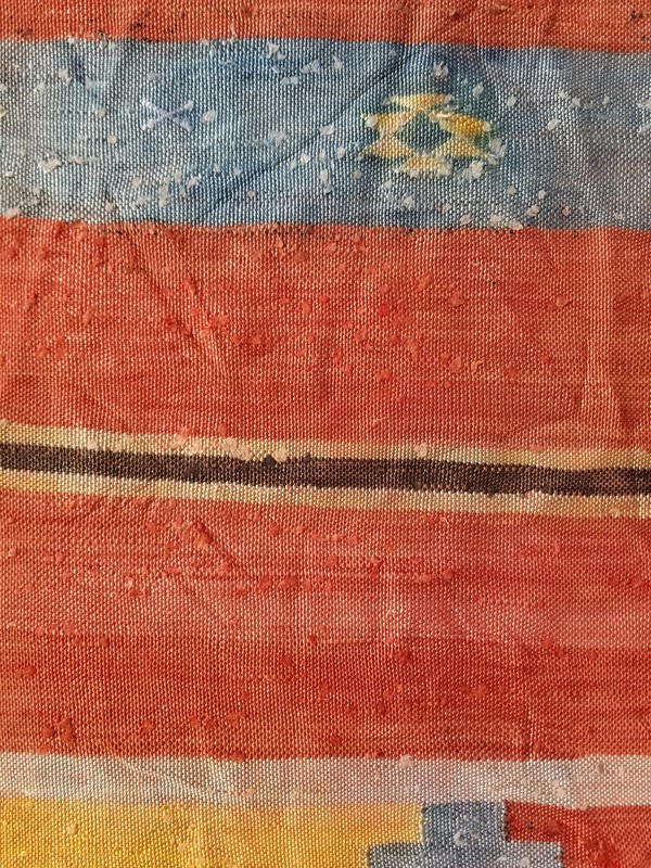 Distressed Antique Handmade Southwestern Style Wool Multicolor Kilim 4.4x2.8 ft gallery