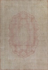 Muted Semi-Antique Floral Distressed 10×13 ft Area Rug Hand-knotted Wool Carpet