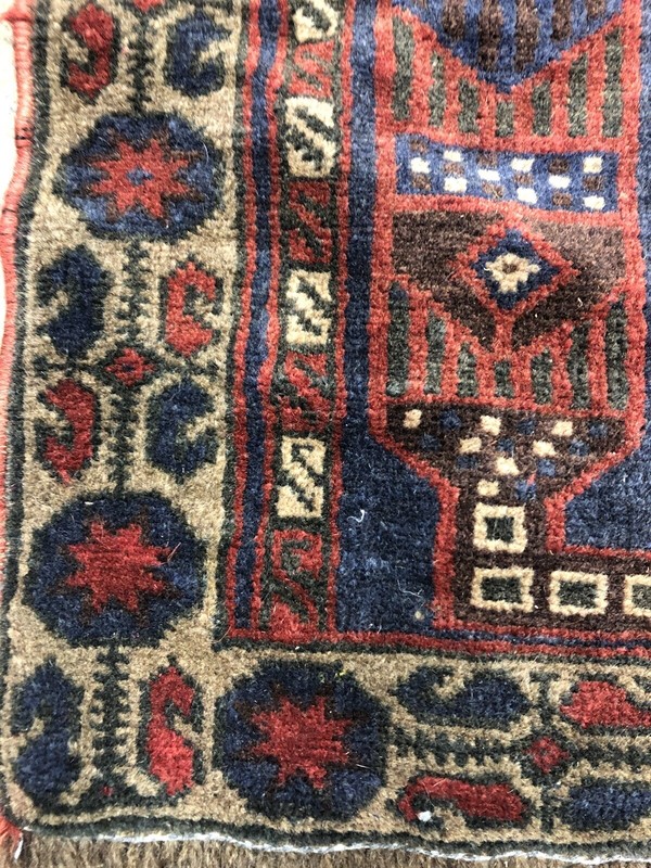 Antique Handmade Wool Rug 4’8”x2’8”ft gallery