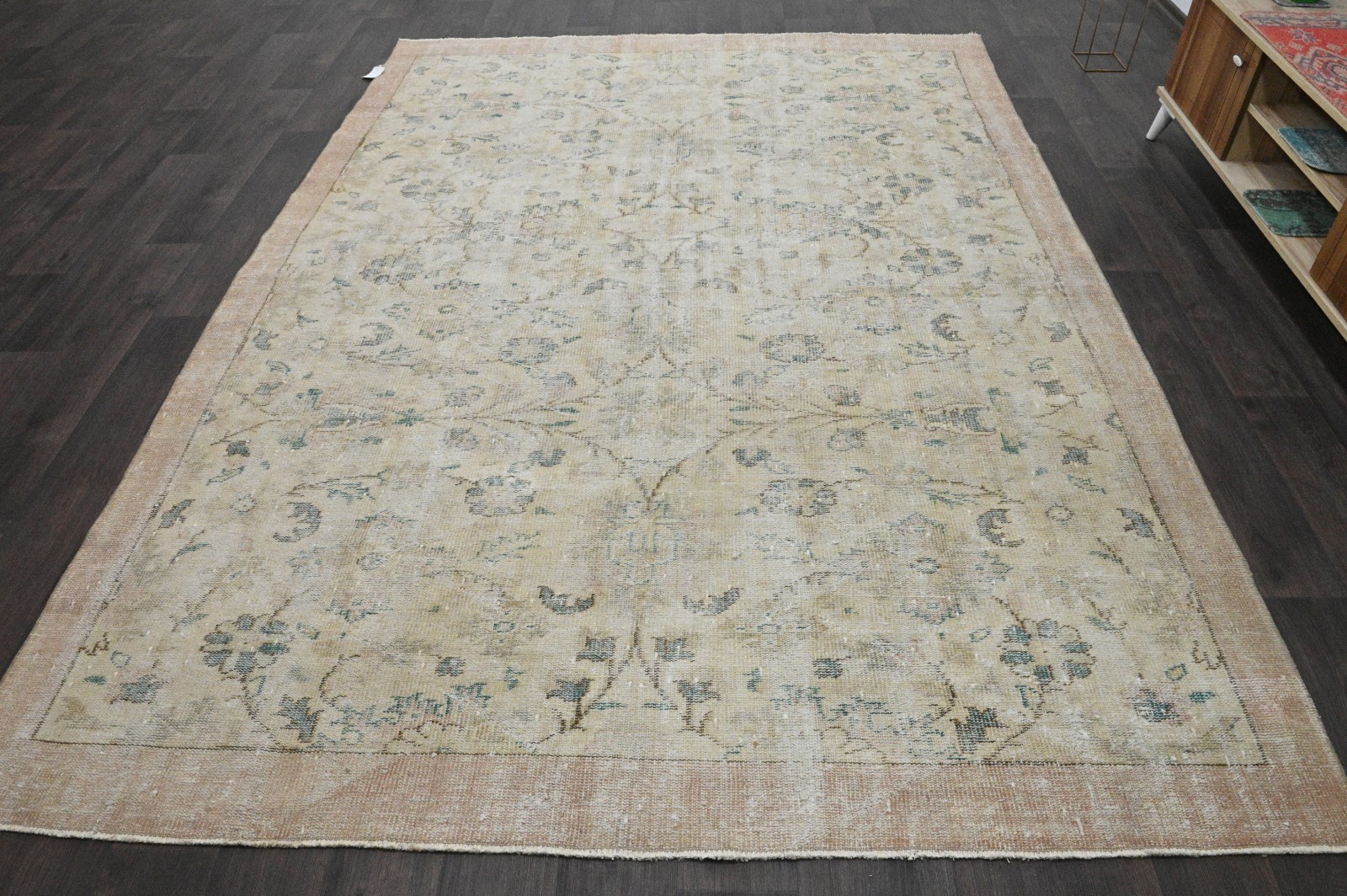 Oushak 7x10,Turkish Rug,vintage,anatolian,BEIGE,kilim,Bohemian,handmade,wool gallery