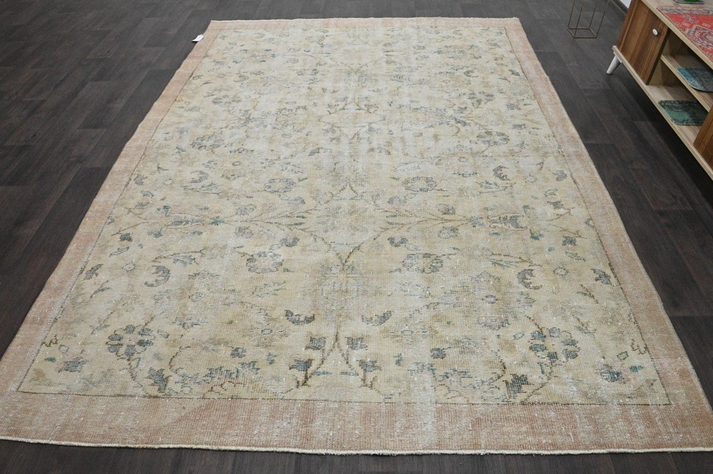 Oushak 7x10,Turkish Rug,vintage,anatolian,BEIGE,kilim,Bohemian,handmade,wool