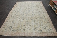 Oushak 7×10,Turkish Rug,vintage,anatolian,BEIGE,kilim,Bohemian,handmade,wool