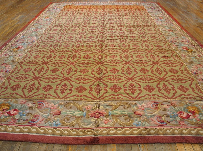 10'x17' Ivory Beige Cream White , Yellow Antique Large Savonnerie Spanish gallery