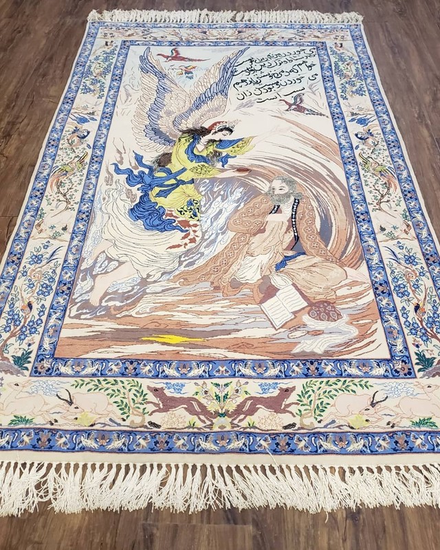 Pictorial Rug 3.6 x 6 Angel Prophet Kork Wool Silk Foundation Wall Hanging Rug gallery