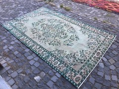 Turkish Vintage Rug, Handmade Wool Rug, Bohemian Large Rug, 5,6 x 9,2 ft