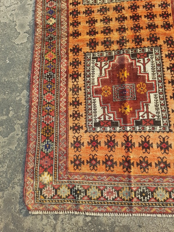 Vintage Hand Made Traditional Rug Oriental Wool Multicolor Carpet 205x110 cm gallery