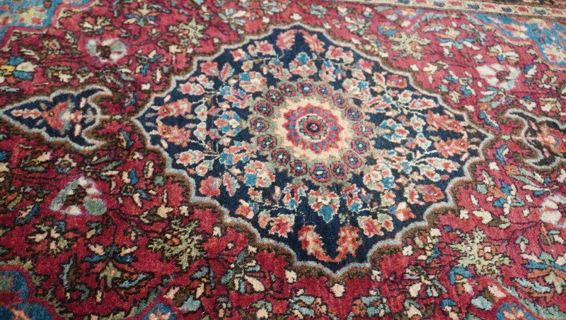 EXCELLENT ANTIQUE SAROUKK FLORAL RED HAND-KNOTTED WOOL ORIENTAL RUG 3'4" x 5' gallery