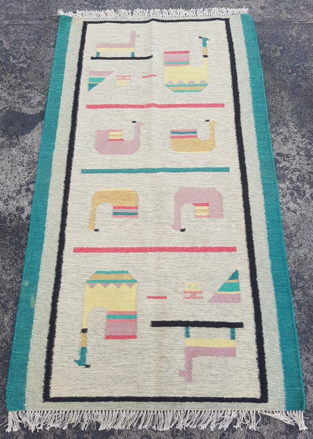 Vintage Traditional Handmade Beautiful Turkish Kilim Floor Rug Carpet 161x92 cm gallery