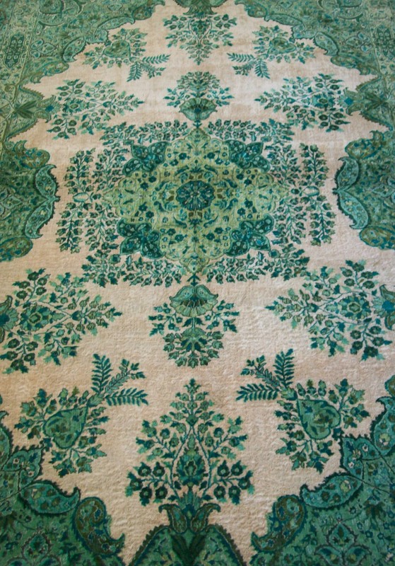 Vintage Kashmir Carpet - Handwoven Silk Pile - 79"W x 130"L - Mid 20th Century gallery