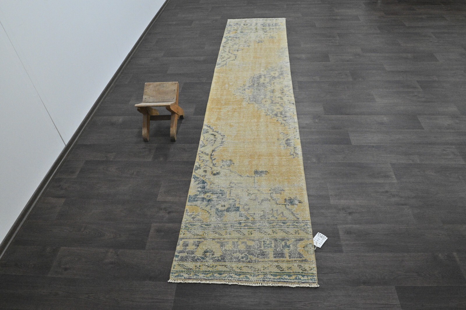Vintage Turkish Runner Rug 2x11ft Wool Anatolian Handmade Hallway Oushak YELLOW gallery