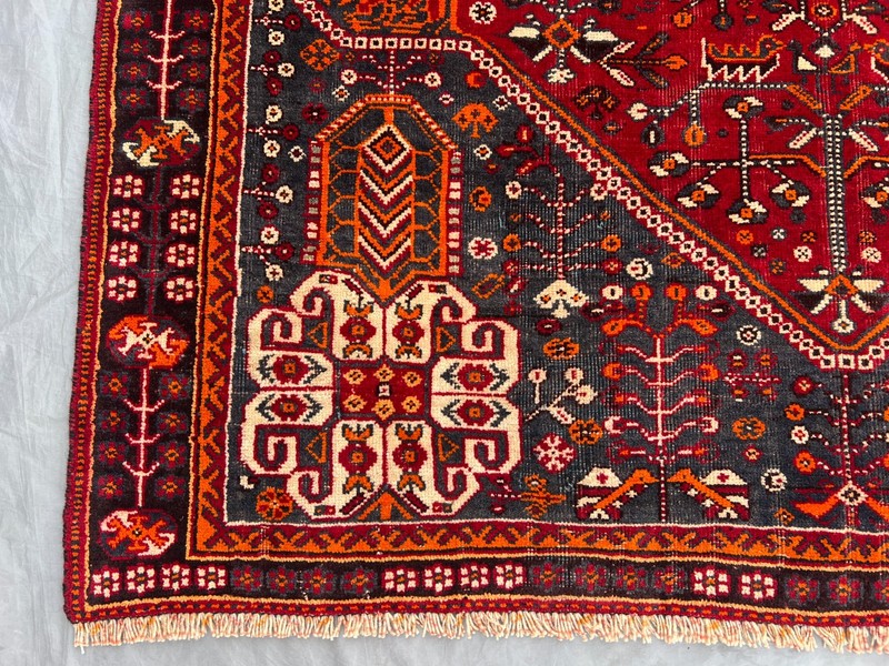 Vintage Caucasian Medallion Rug 4'9x7'10 Red Hand Knotted Turkish Style Area Rug gallery