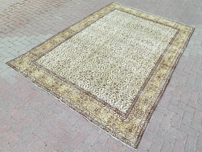 Vintage Anatolia Carpet, Distressed Rug Floor Carpet Handmade Large Rug 81"x120" gallery
