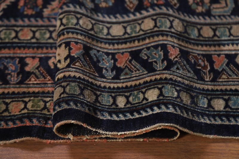 Antique Rug 4x6 ft. Navy Blue Kazak Vegetable Dye Handmade Living Room Area Rug gallery