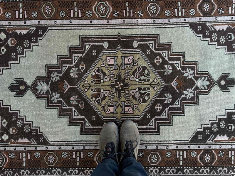 Hand-Knotted Turkish Rug 3x7 Brown Wool Traditional Carpet Muted Medium Size Rug gallery