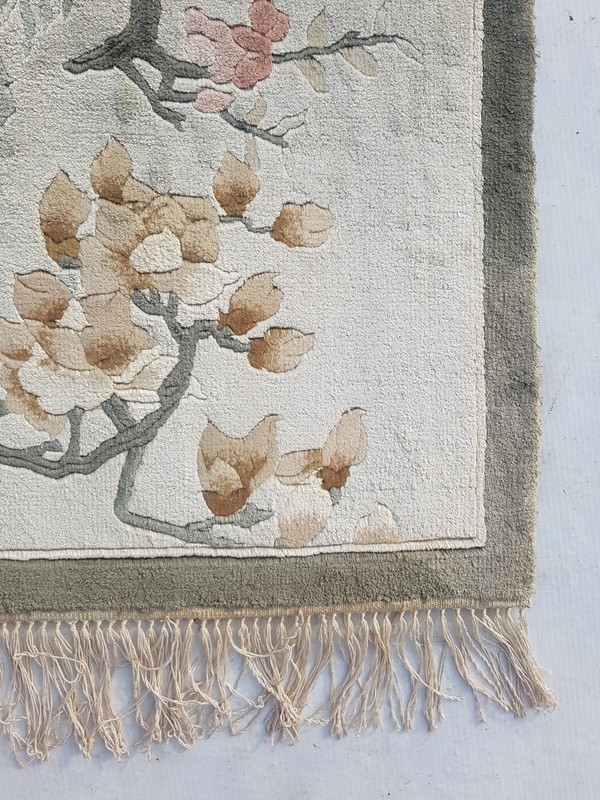 Vintage Chinese Handmade cherry blossoms Multicolor Wool Rug Carpet 60x47 cm gallery
