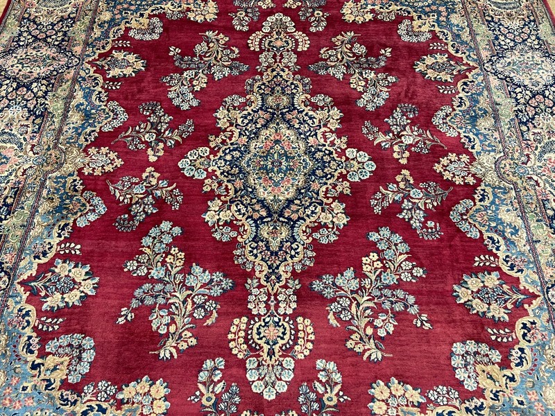 Vintage Lavar Kirman Hand Knotted Wool Oriental Area Rug Carpet 10x14 Red gallery