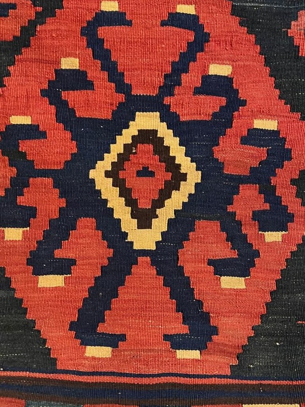 Old Vintage Flatweave Hand Woven Wool Small Kilim Caucasian Rug Karabagh Shirvan gallery