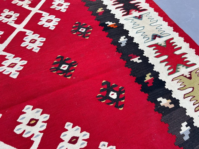 4'6x6'7 Vintage Turkish Hand Woven Kilim Rug Flat Weave Red Tribal Bedroom Rug gallery