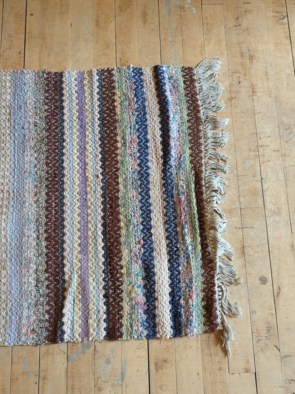Antique Imported Swedish Hand Made Rag Rug Runner (25" x 94" ) Very Pretty gallery