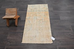 Oushak Turkish Doormat Rug 2×4 YELLOW Anatolian Handmade Vintage Small Kilim Rug