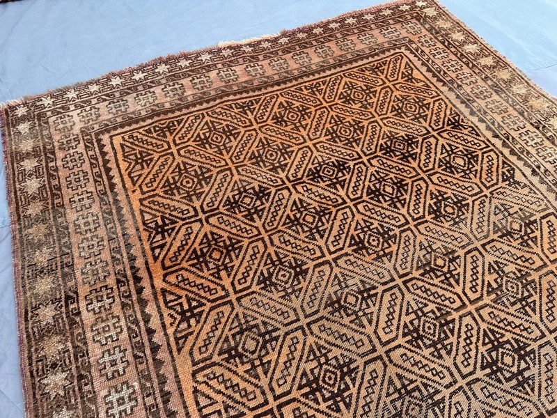 3'8 x 7 ft Antique Afghan Hand Knotted Rug Geometric Tribal Rare Living Room Rug gallery