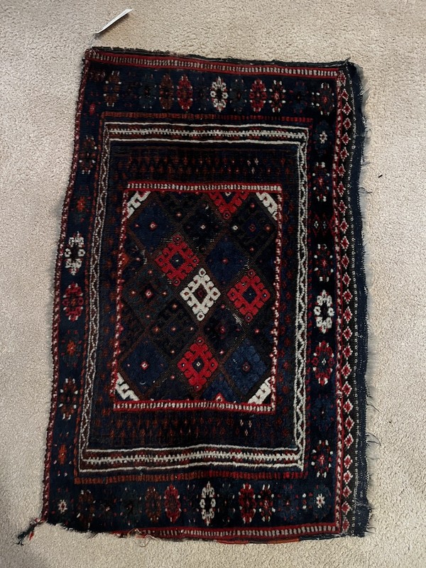 Antique Kurdish Bag Face Scatter Rug 3’3” x 2’1” gallery