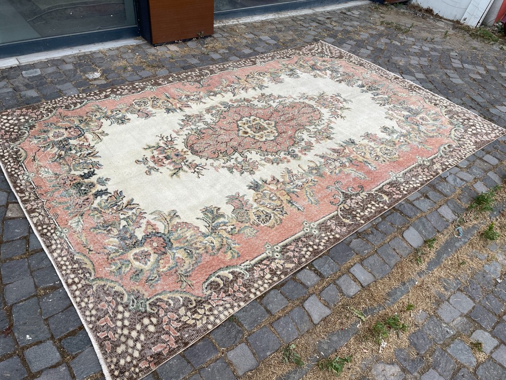 Turkish Vintage Rug, Handmade Wool Rug, Bohemian Large Rug, 6,6 x 10, ft