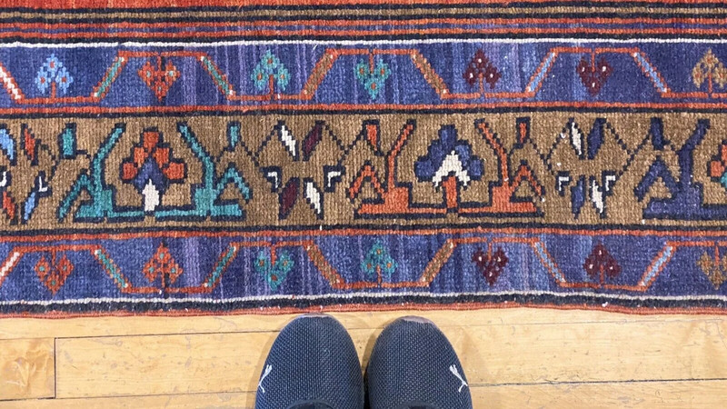 Bohemian Antique 1939s Wool Pile Natural Color Nagorno-Karabahk Rug 9’1”x4’7’’ gallery