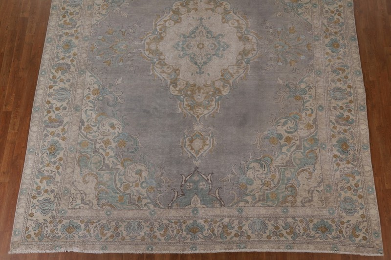 Handmade Gray Wool Carpet Traditional Distressed Area Rug 10x12 Ft Oriental Rug gallery