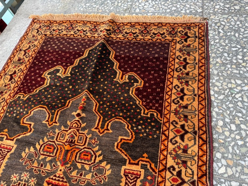 3x4 ft Antique Afghan Hand Knotted Rug Geometric Terracotta Brown Tribal Carpet gallery