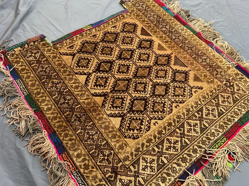 3.3x3.5 ft Antique Terracotta Rug Tribal Saddle Bag Style Hand Knotted Wool Rug gallery