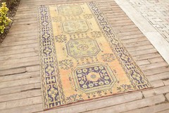 Turkish Rug 128x225cm Oushak Oriental Runner Orange Hallway Stairs Carpet 4×7