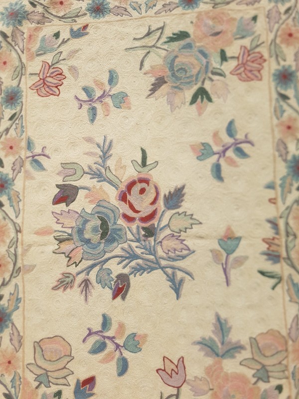 Vintage Hand Woven Traditional Kashmiri Floral Multicolor Kilim Rug 146x91 cm gallery