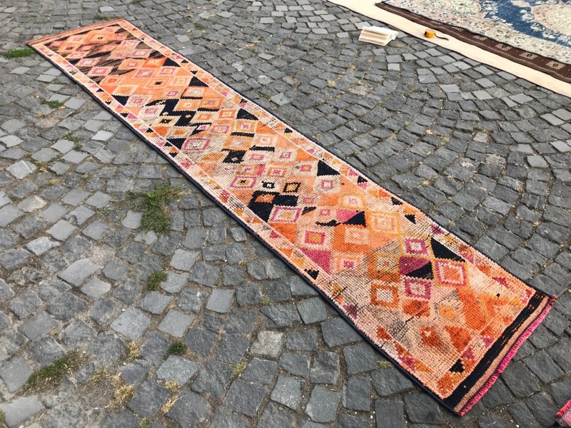 Turkish Vintage Rug Handmade Wool Rug Bohemian Runner Rug Home Rug2,2 x 11, ft gallery
