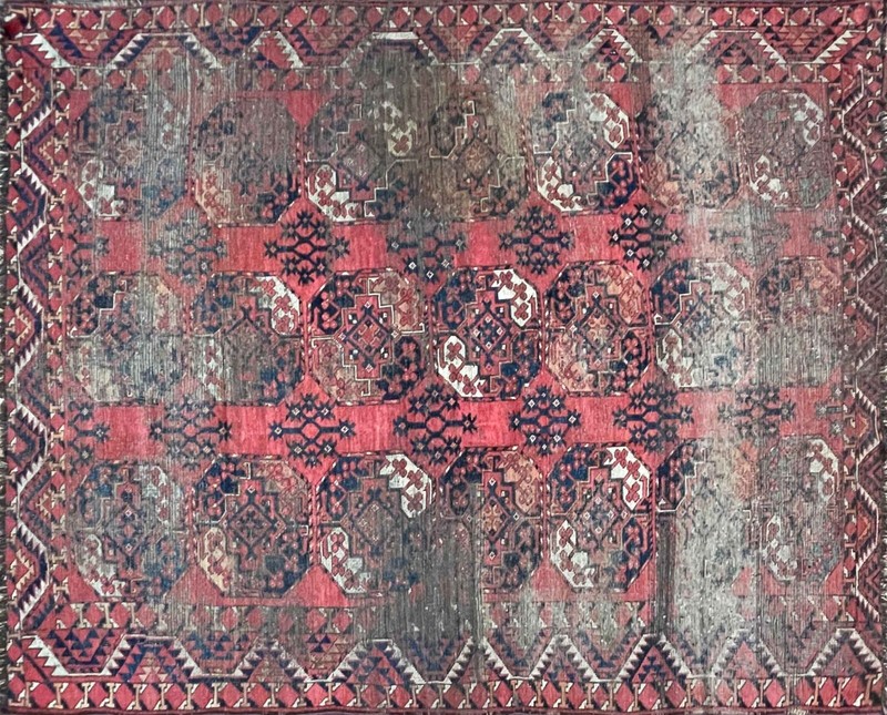 Antique Erssary Turkman Carpet, AS IS 6'9" 8'8" c-1890's #17469 gallery