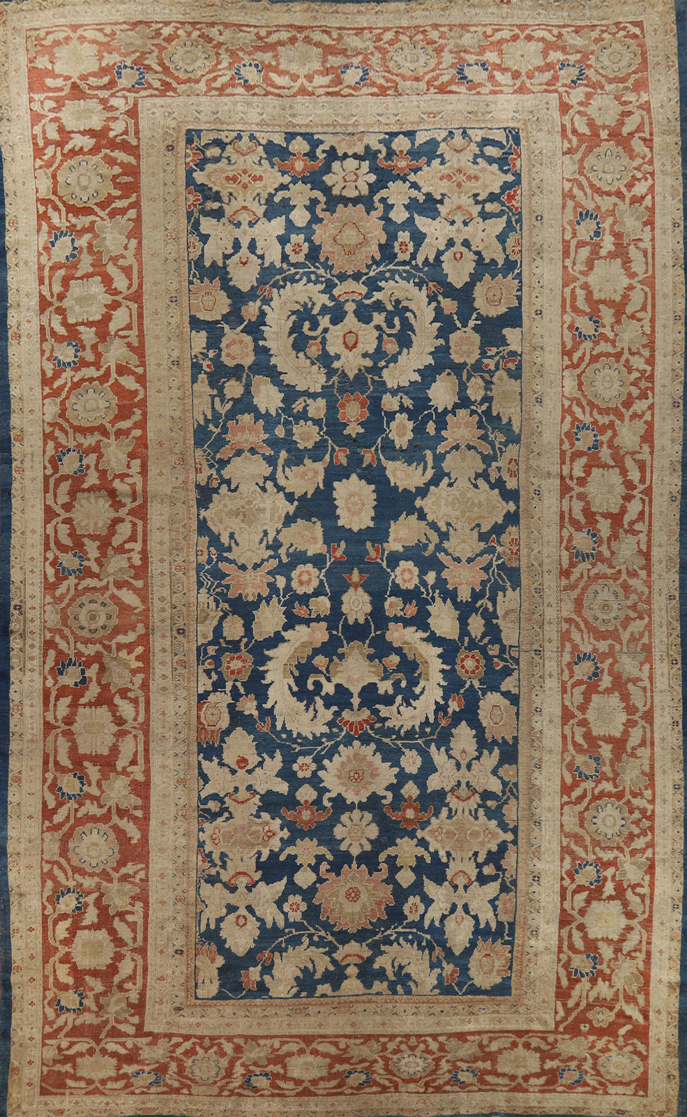 Pre-1900 Blue Vegetable Dye Sultanabad Antique Rug 11x19 Oversize Handmade Rug gallery