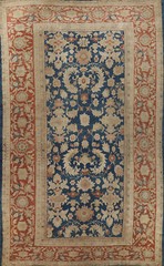 Pre-1900 Blue Vegetable Dye Sultanabad Antique Rug 11×19 Oversize Handmade Rug