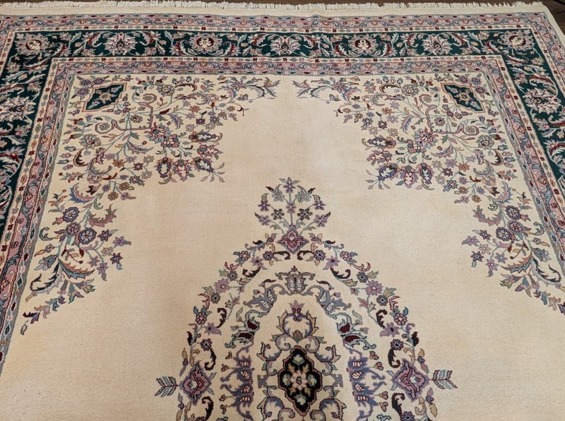 Indo Per'sian Kirman Rug 9x12, Open Field, Hand Knotted Wool Carpet gallery