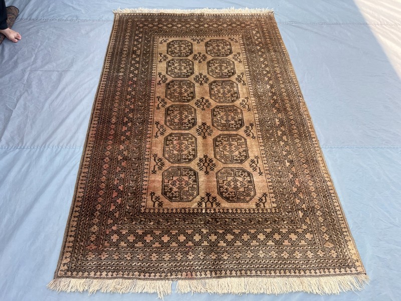 5x8 ft Antique Turkmen Rug Hand Knotted Wool Terracotta Faded Oriental Carpet gallery